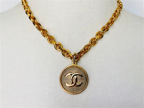 chanel gold button|vintage chanel button necklace.